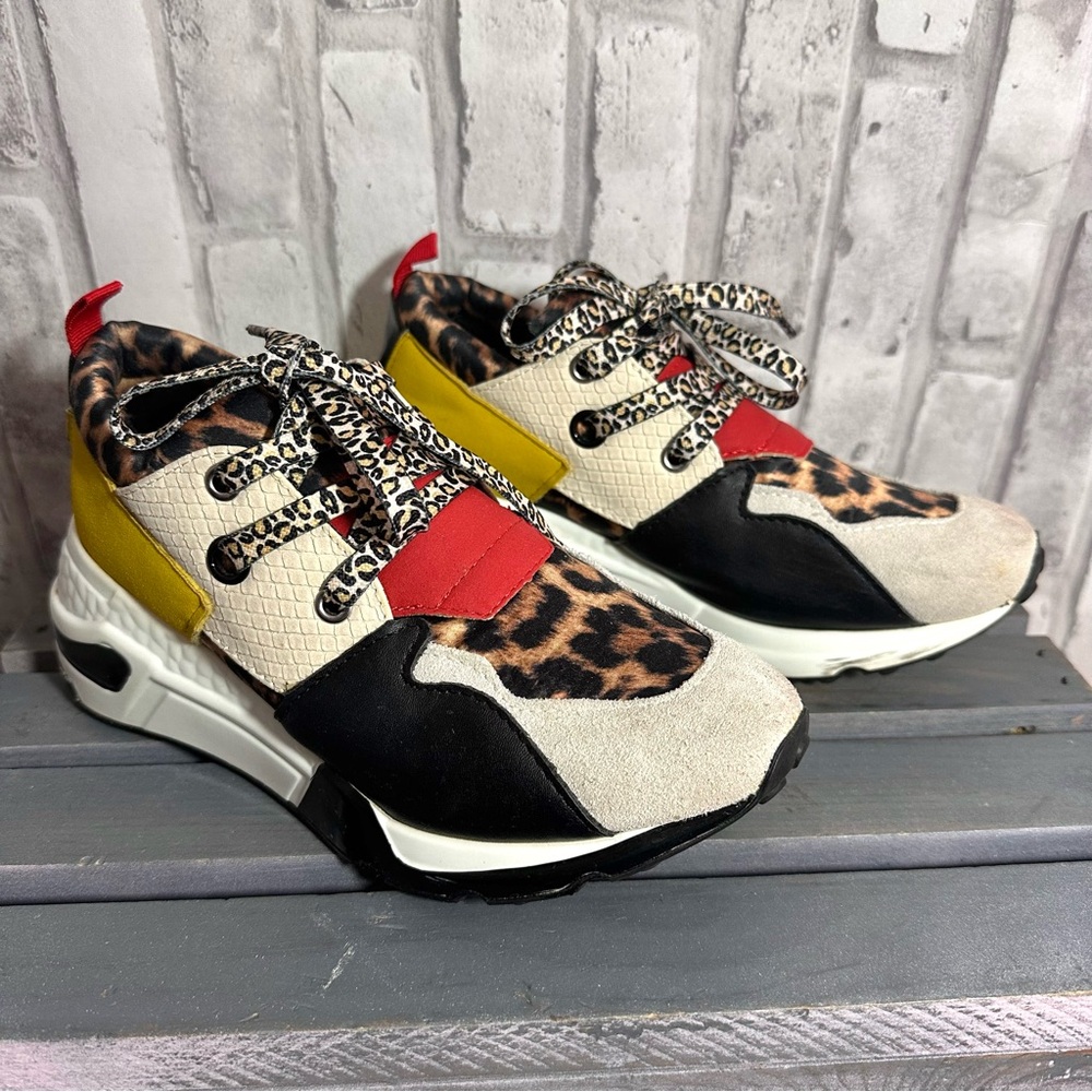 STEVE MADDEN Women Cliff Sneakers platform wedge 6.5 M Shoes Multi Color